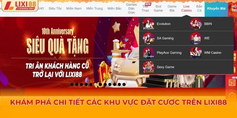 Khám phá chi tiết các khu vực đặt cược trên Lixi88