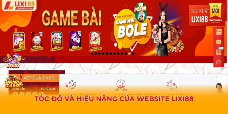 Tốc độ và hiệu năng của website Lixi88